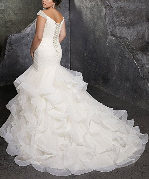 Beautiful Organza And Tulle Plus Size Mermaid Wedding Dresses For Brid