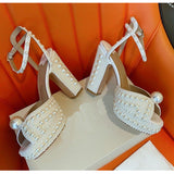 Ellegant wedding bridal shoes with Luxury Pearls