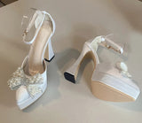 Beautiful High Heel Wedding Shoes, Ankle Strap Bridal Heels, Sandals