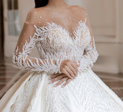 Illusion Beaded Lace Wedding Dress