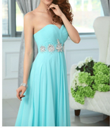 Chiffon turquoise colored  bridesmaid dress at Bling Brides Bouquet