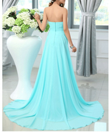 Chiffon turquoise colored  bridesmaid dress at Bling Brides Bouquet