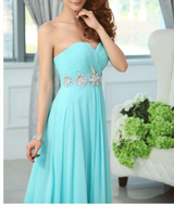 Chiffon turquoise colored  bridesmaid dress at Bling Brides Bouquet