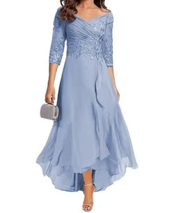 Chiffo V-Neck Mother of the Bride Dress