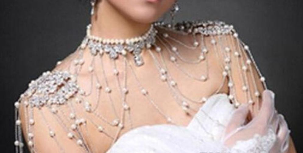 Bling Bridal Shoulder Chain Crystal Necklace Wedding Bridal Jewelry Bling Brides Bouquet 