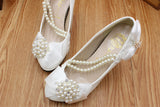 Bling Bridal Bow Tie pearl chain crystal bridal wedding shoes