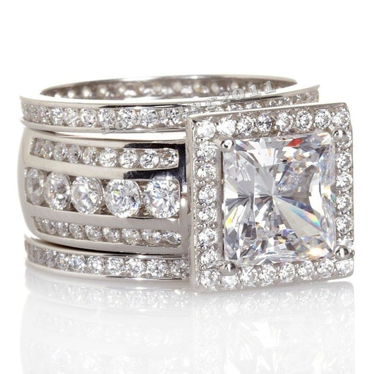 Rings for Women Silver Ring Bridal Zircon Diamond Elegant Engagement  Wedding Band Ring Alloy Rings